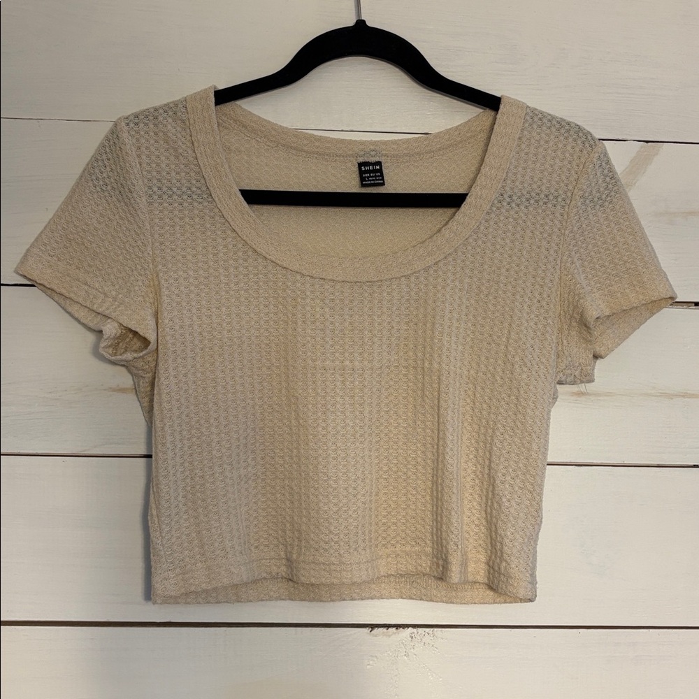 SHEIN Beige Textured Crop Top